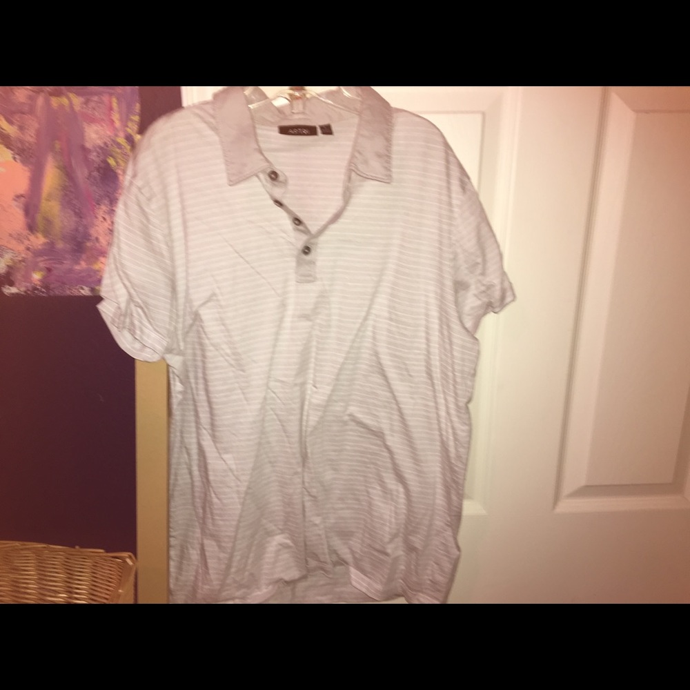 Apt. 9 white stripe polo size L